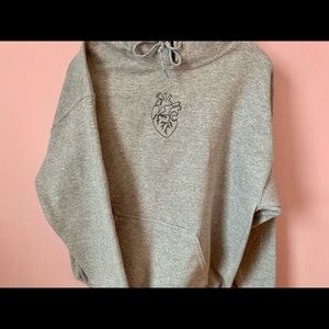 Embroidered Grey Anatomical Heart Hoodie